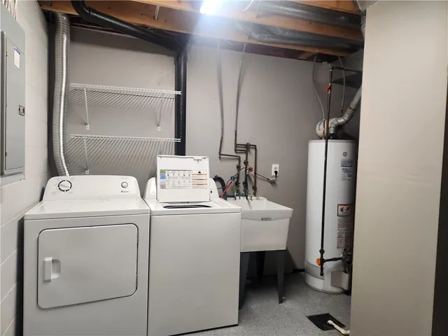 an empty room with a bathroom