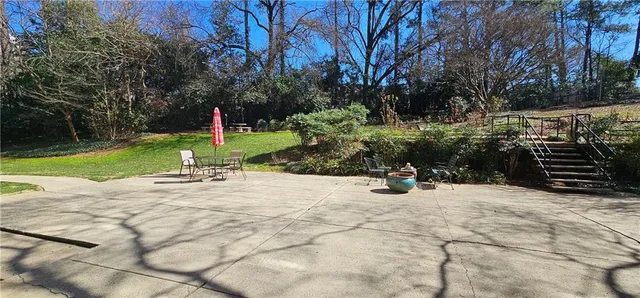a view of a park with slide