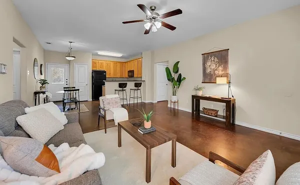 a living room with furniture
