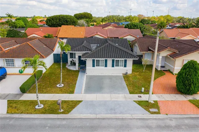 an aerial view of a house