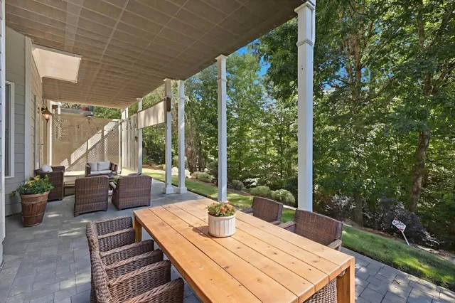 a view of an outdoor space with seating