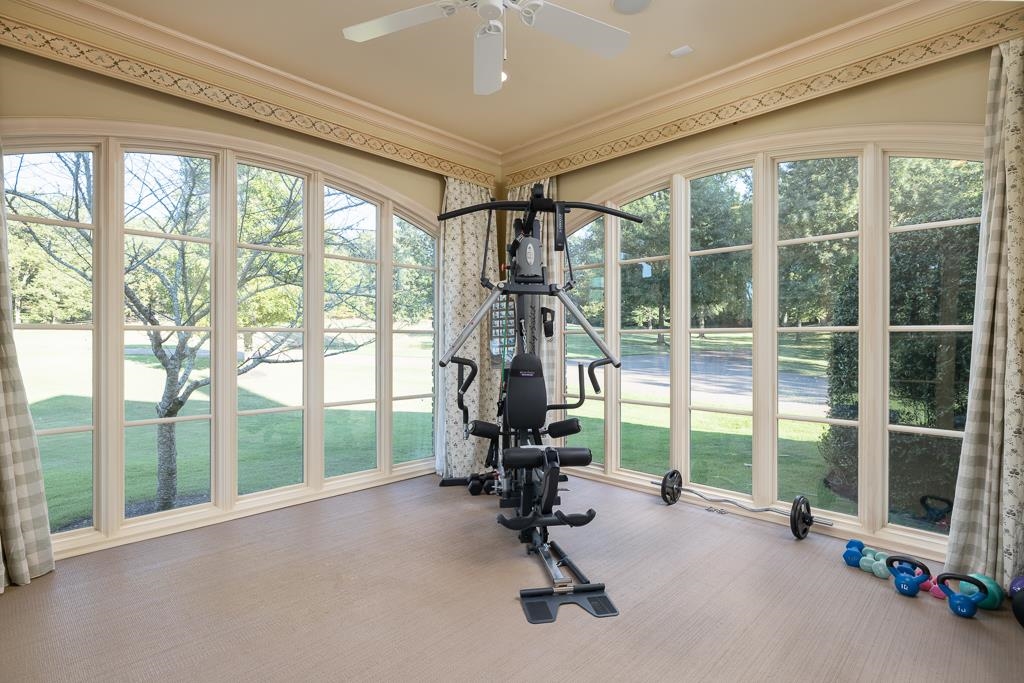 45 Pisgah Road Eads, TN 38028 - Photo 21 of 40 a view of a room with gym equipment and floor to ceiling windows