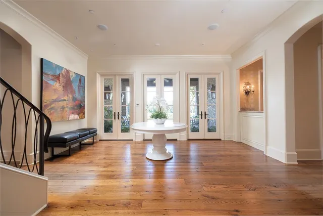 a view of a living room and dining room