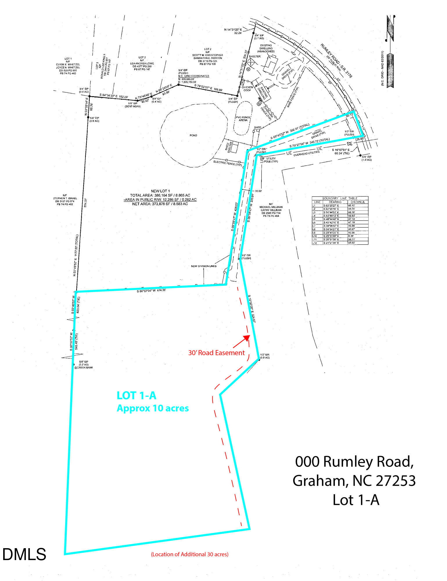 0 Rumley Road Graham, NC 27253 - Photo 16 of 16 Rumley Lot 1-A plat Easement