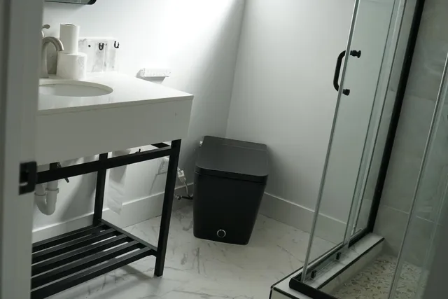 an empty room with sliding door