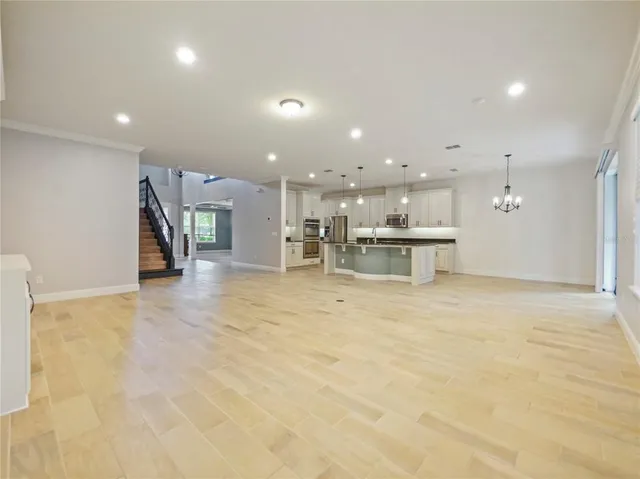 a view of a kitchen with a sink
