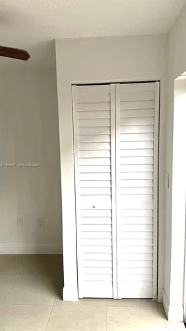 a view of a small space with a window