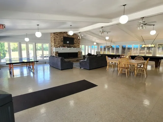 a kitchen with lots of counter top space