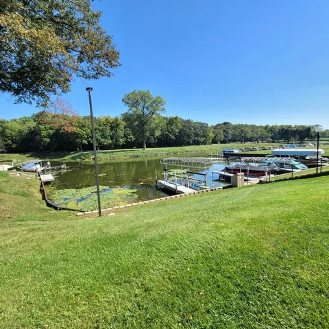 a view of a lake with houses