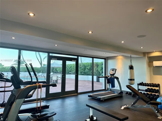 a view of a room with gym equipment