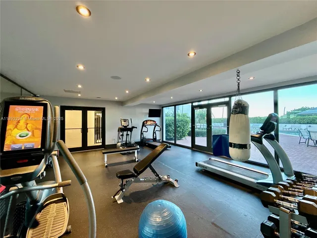 a view of a room with gym equipment
