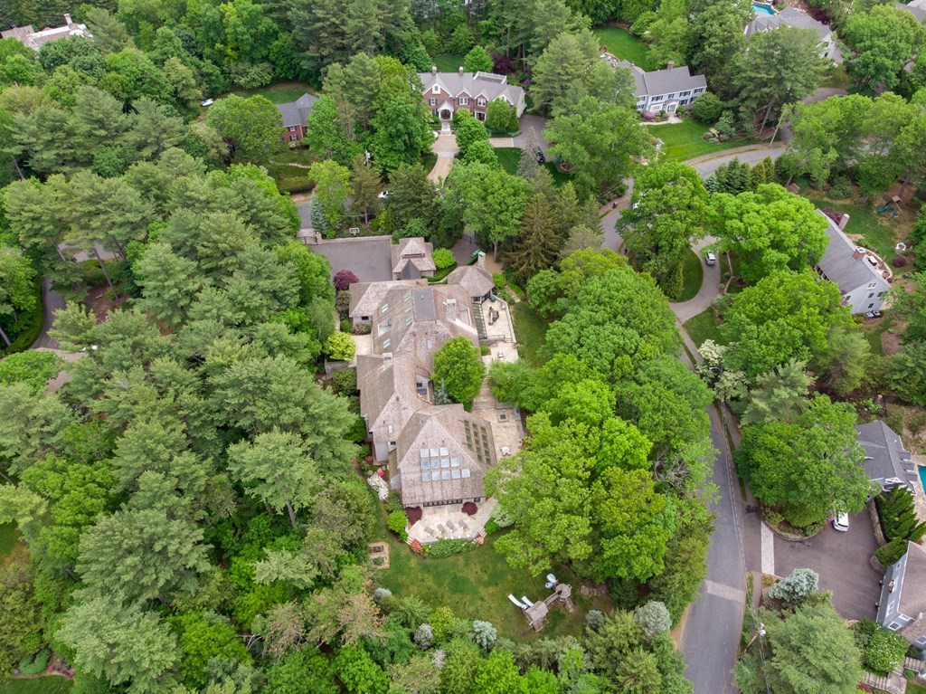 51 Scotch Pine Road Wellesley, MA 02481 - Photo 30 of 30 an aerial view of residential house with outdoor space and trees all around