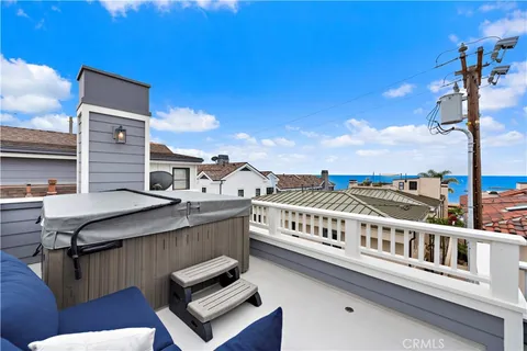 a balcony with a city view