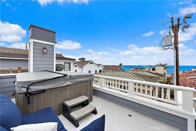 a balcony with a city view