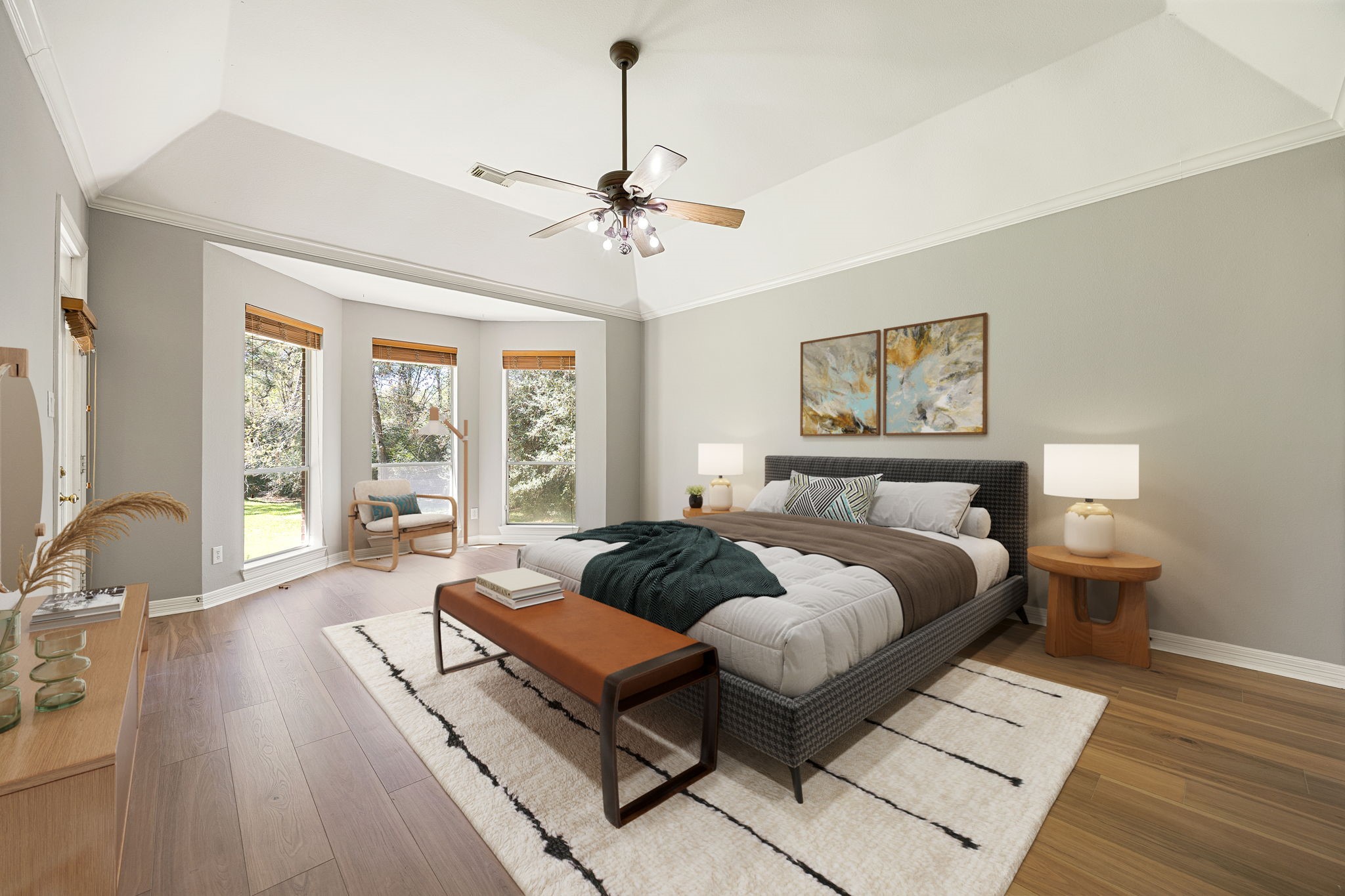 14419 Timbergreen Drive Magnolia, TX 77355 - Photo 13 of 43 Beautiful primary suite with high ceilings, abundant natural light, and space for a sitting area. Designed for comfort and privacy, this room offers the perfect place to unwind at the end of the day. *virtually staged*
