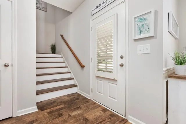 a view of an entryway with staircase