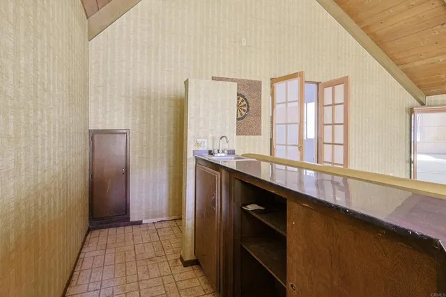 a view of a balcony with car parked