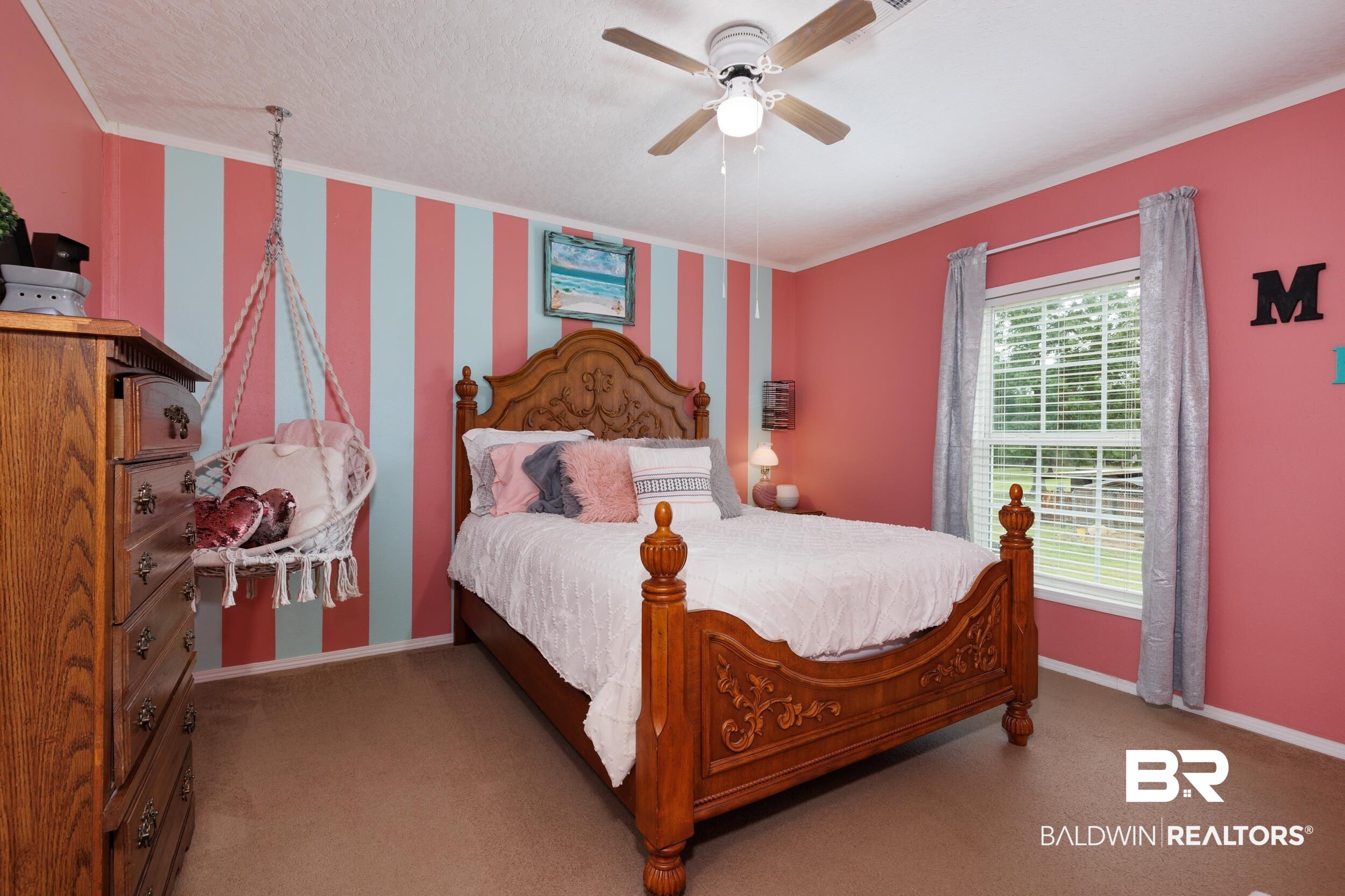 6725 Upper Creek Road Flomaton, AL 36441 - Photo 44 of 61 Carpeted bedroom with crown molding, baseboards, and a ceiling fan