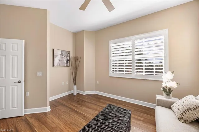 a workspace with furniture and a window