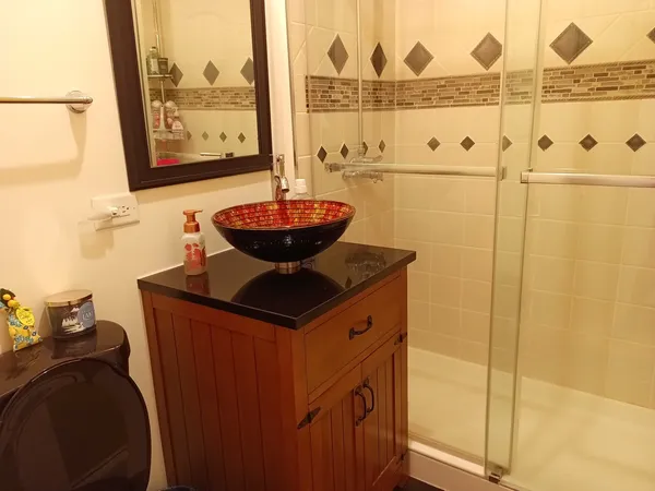 a bathroom with a shower