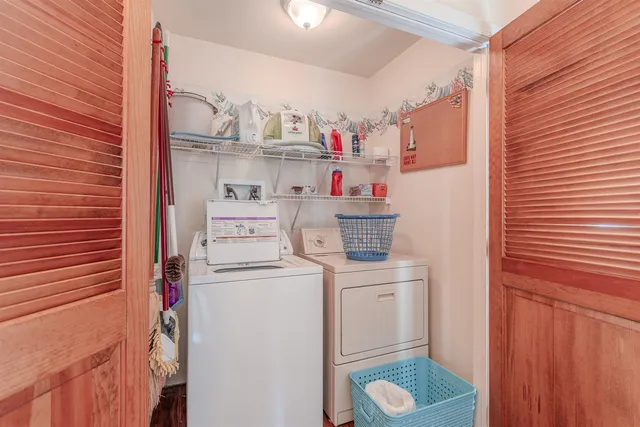 a storage room with washer and dryer