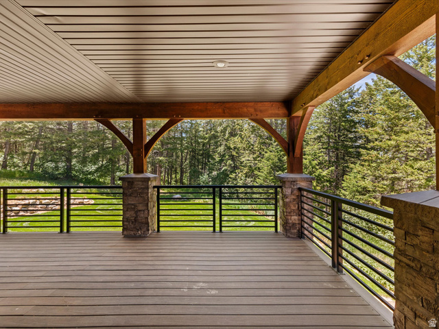 1225 Old Oregon Road Soda Springs, ID 83276 - Photo 42 of 67 Spacious covered deck featuring composite decking and horizontal metal railings