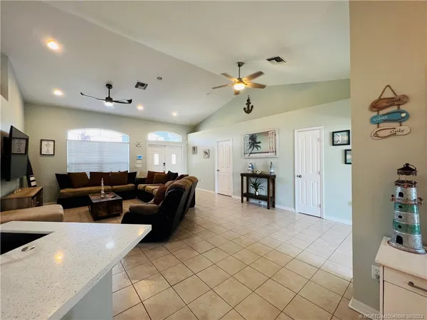 a view of a lobby with furniture and a rug