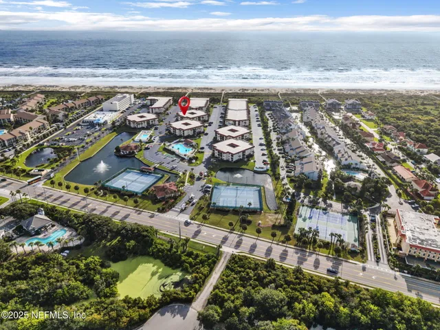 a view of a terrace with sky view