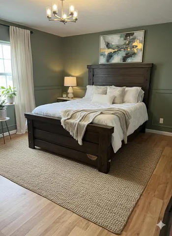 a bedroom with bed and window