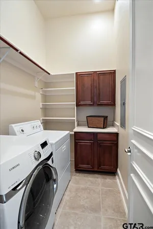 a room with a washer and dryer