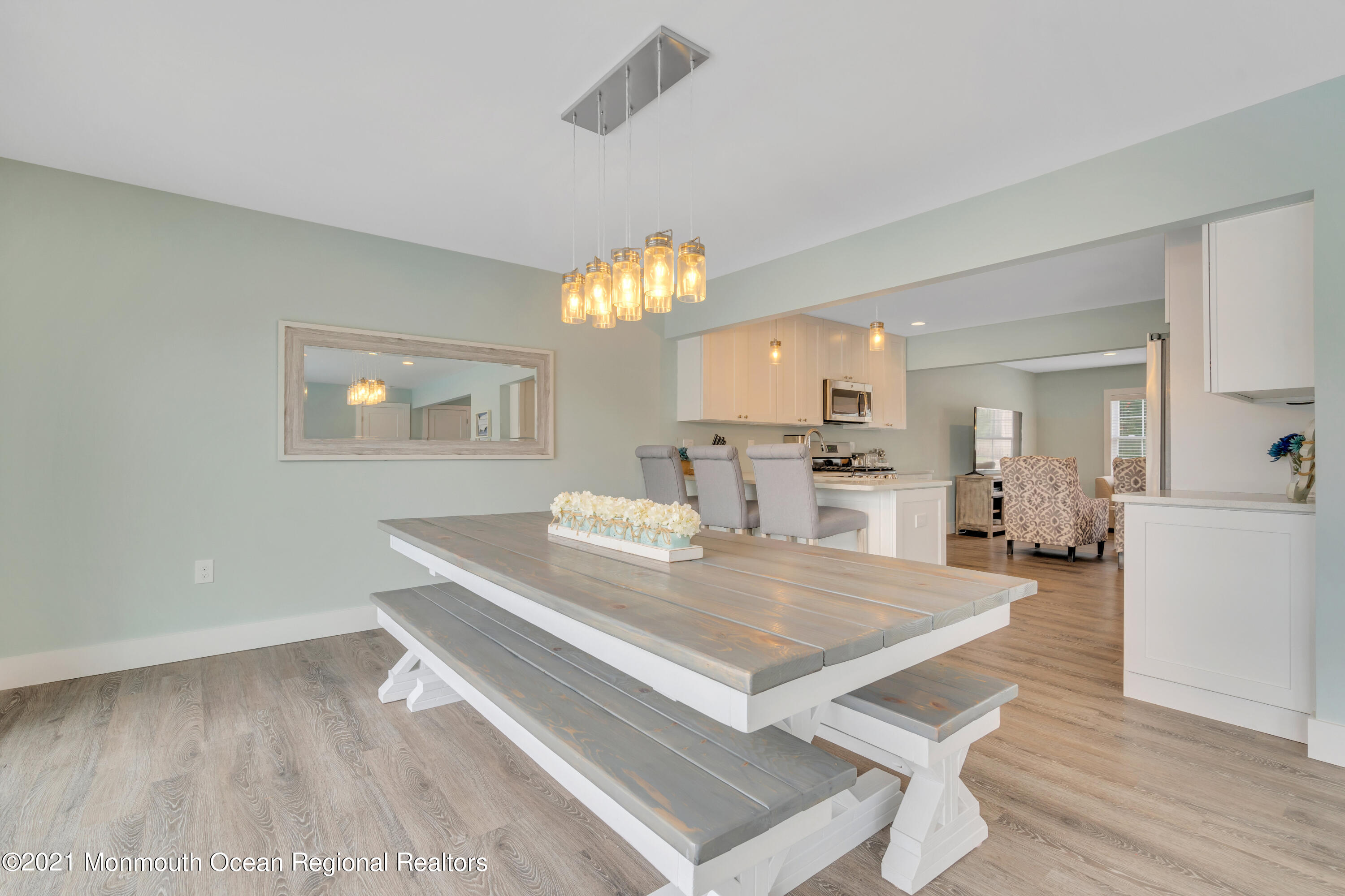 28 Harbor Inn Road Bayville, NJ 08721 - Photo 14 of 52 a view of a dining room with furniture and wooden floor
