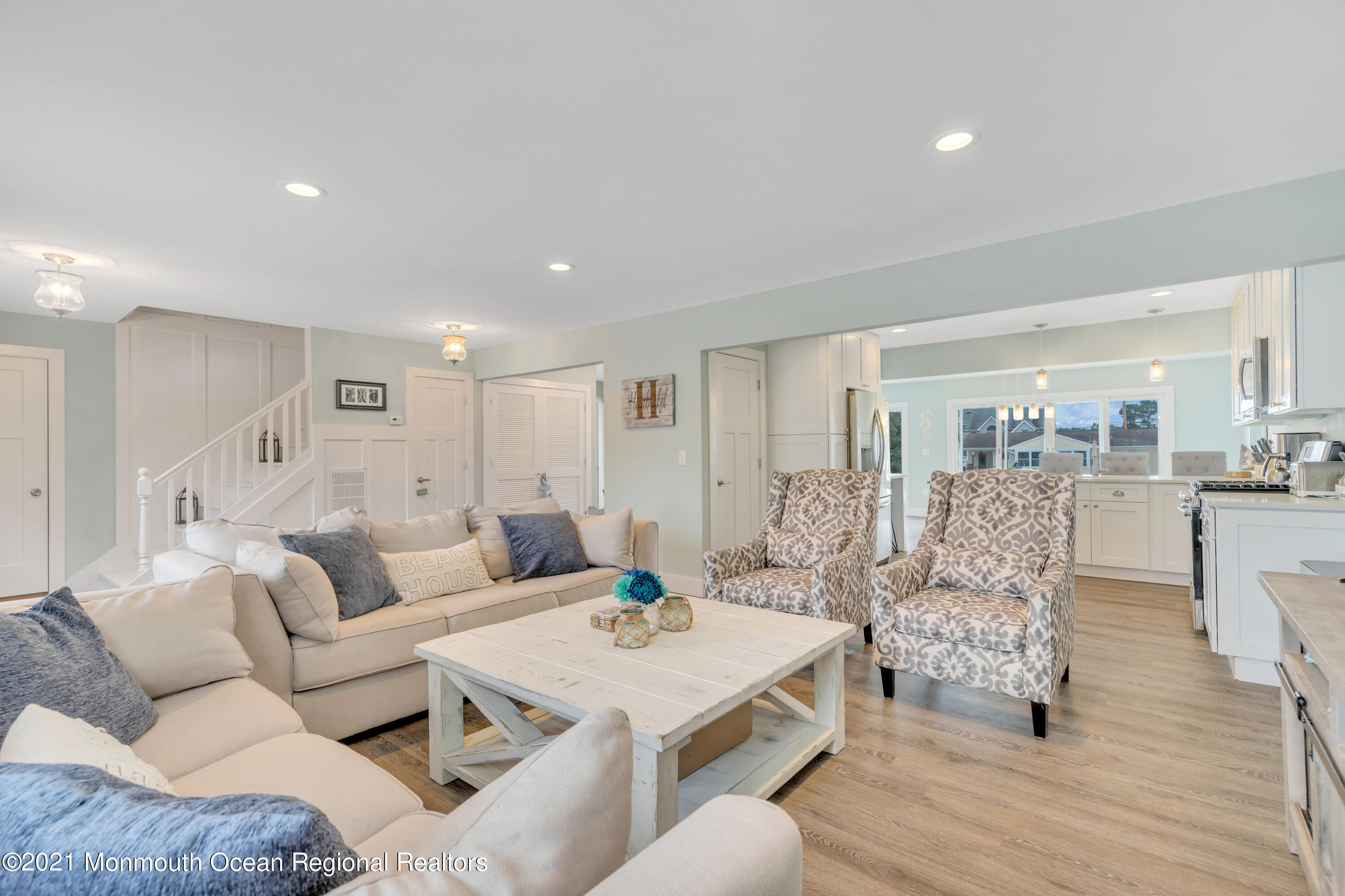 28 Harbor Inn Road Bayville, NJ 08721 - Photo 8 of 52 a living room with lots of furniture and view of kitchen