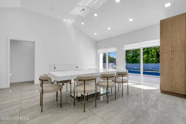 a table and chairs in a room