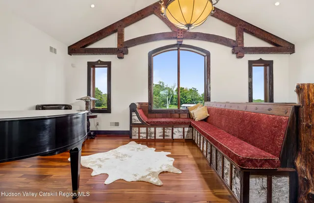 a view of a lake with a city