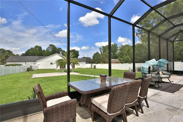 a building outdoor space with patio