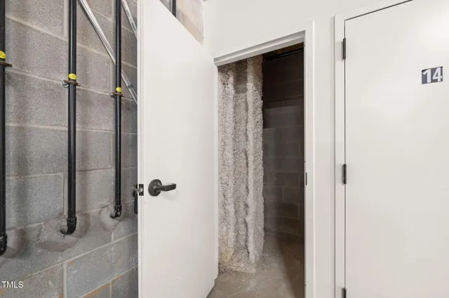 a view of a balcony with wooden floor