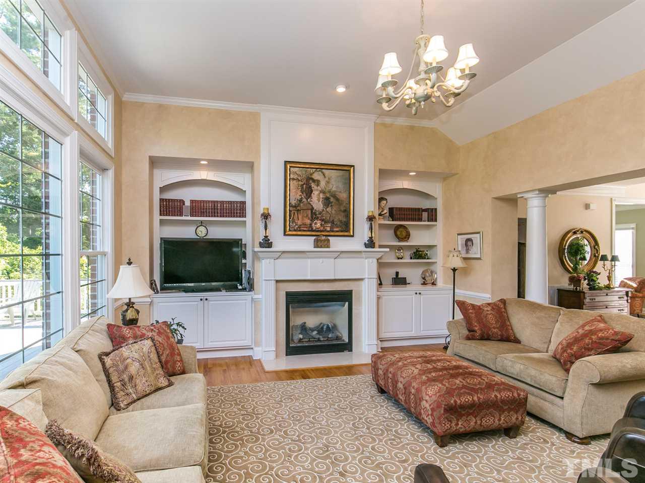 12221 Dunard Street Raleigh, NC 27614 - Photo 6 of 25 Built-in Bookcases and Gas Fireplace