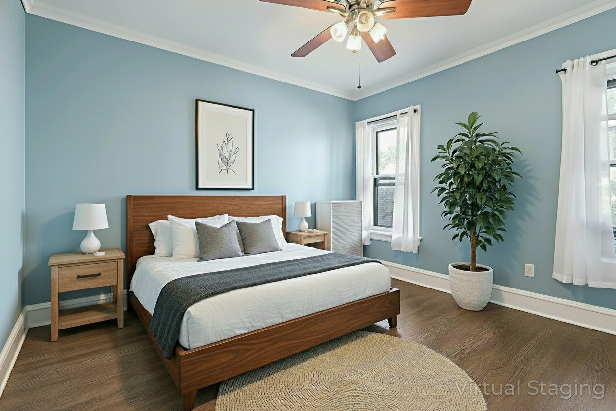 832 Michigan Avenue, Unit 3G Evanston, IL 60202 - Photo 13 of 24 a bedroom with a large bed and a chandelier