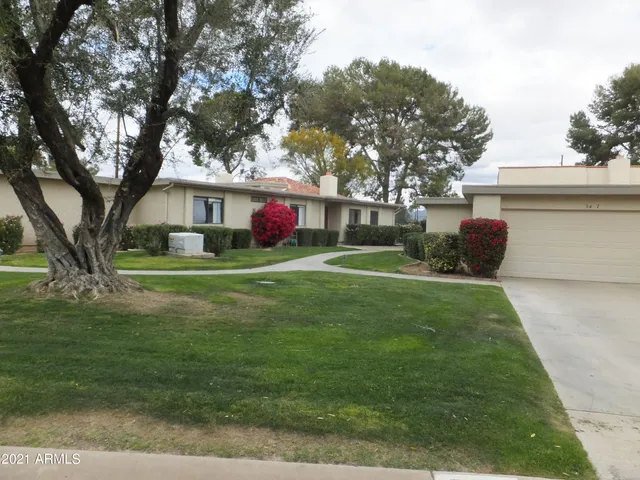 a view of green field with tree in the background