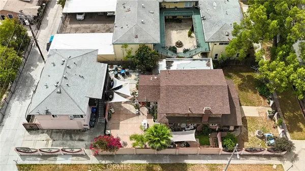 an aerial view of a house