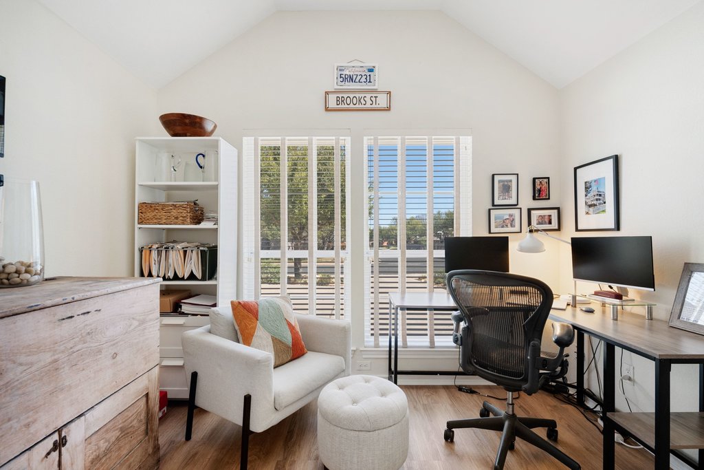 322 River Bluff Circle Georgetown, TX 78626 - Photo 23 of 35 a view of a workspace with furniture and a window