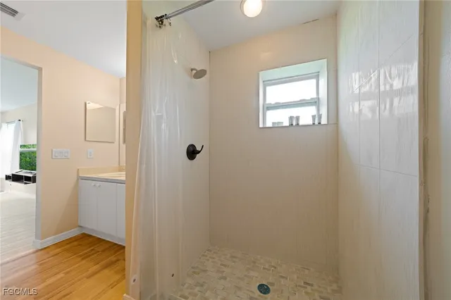 a bathroom with a shower