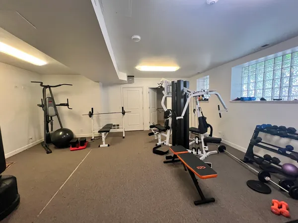 a view of a room with gym equipment
