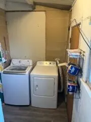 a utility room with dryer and washer