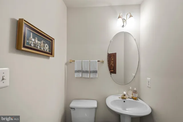 a bathroom with a toilet a sink and mirror