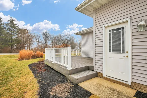 a view of a porch with a yard
