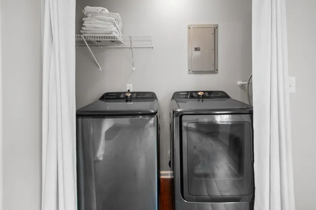 a utility room with dryer and washer