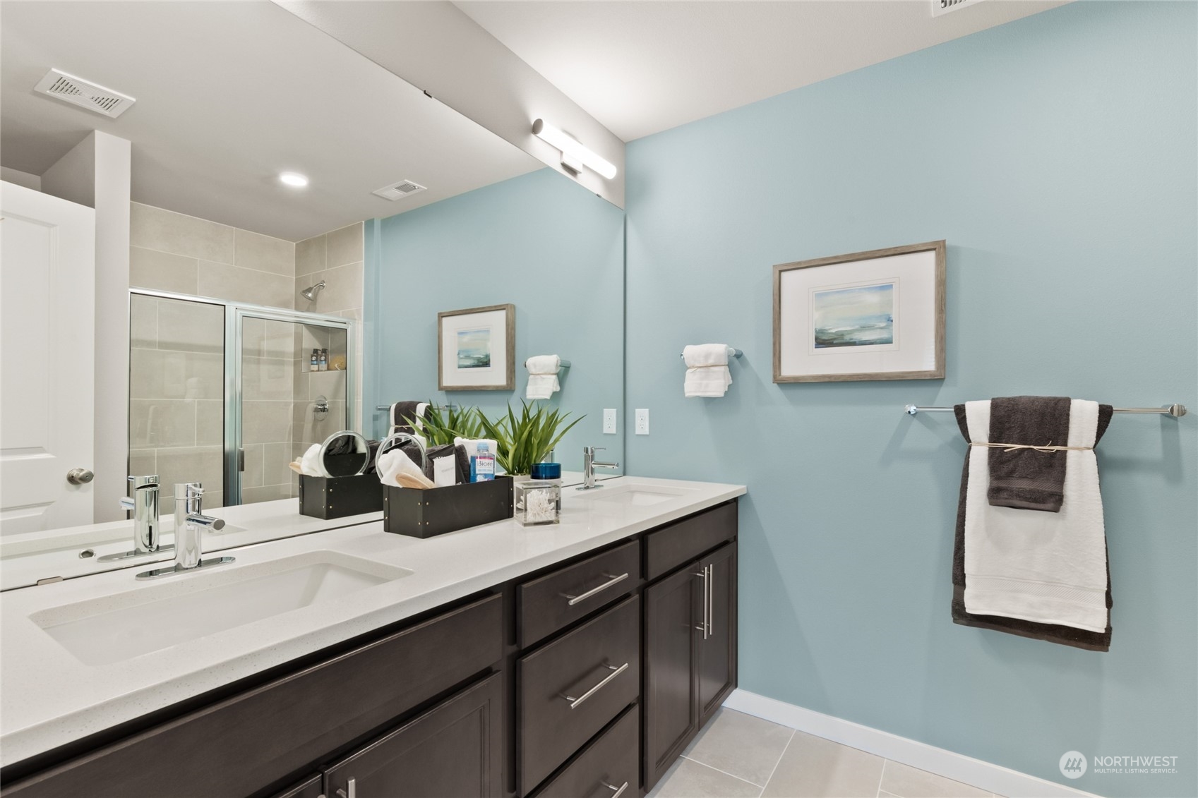 20801 3rd Drive Southeast Bothell, WA 98012 - Photo 5 of 34 a bathroom with a double vanity sink and mirror