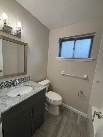 a bathroom with a bathtub