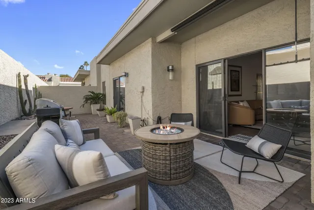 a outdoor living space with furniture